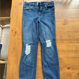 Good American Blue Distressed Straight Leg Jeans